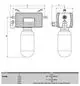 Syr AnschlussCenter mit einem Zylinder und unterschiedlichen Anschlussgrößen. Abmessungen und technische Details sind im Diagramm angegeben.